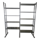 Large vintage double bookshelf from the 70s with chrome and smoked glass.