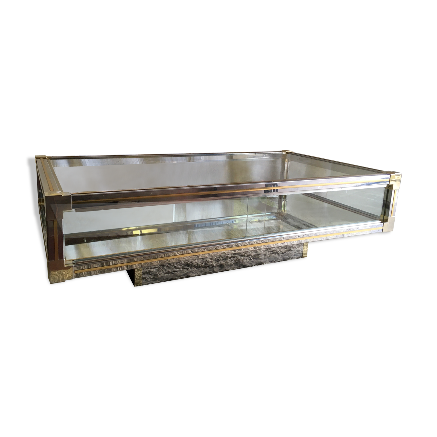 Glass and gold glass and metal coffee table 70