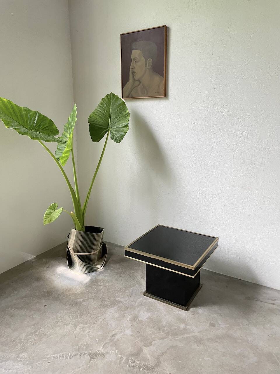 Black lacquer and brass console coffee table