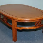 Vintage Oriental Low Table in Carved Brown Teak, China