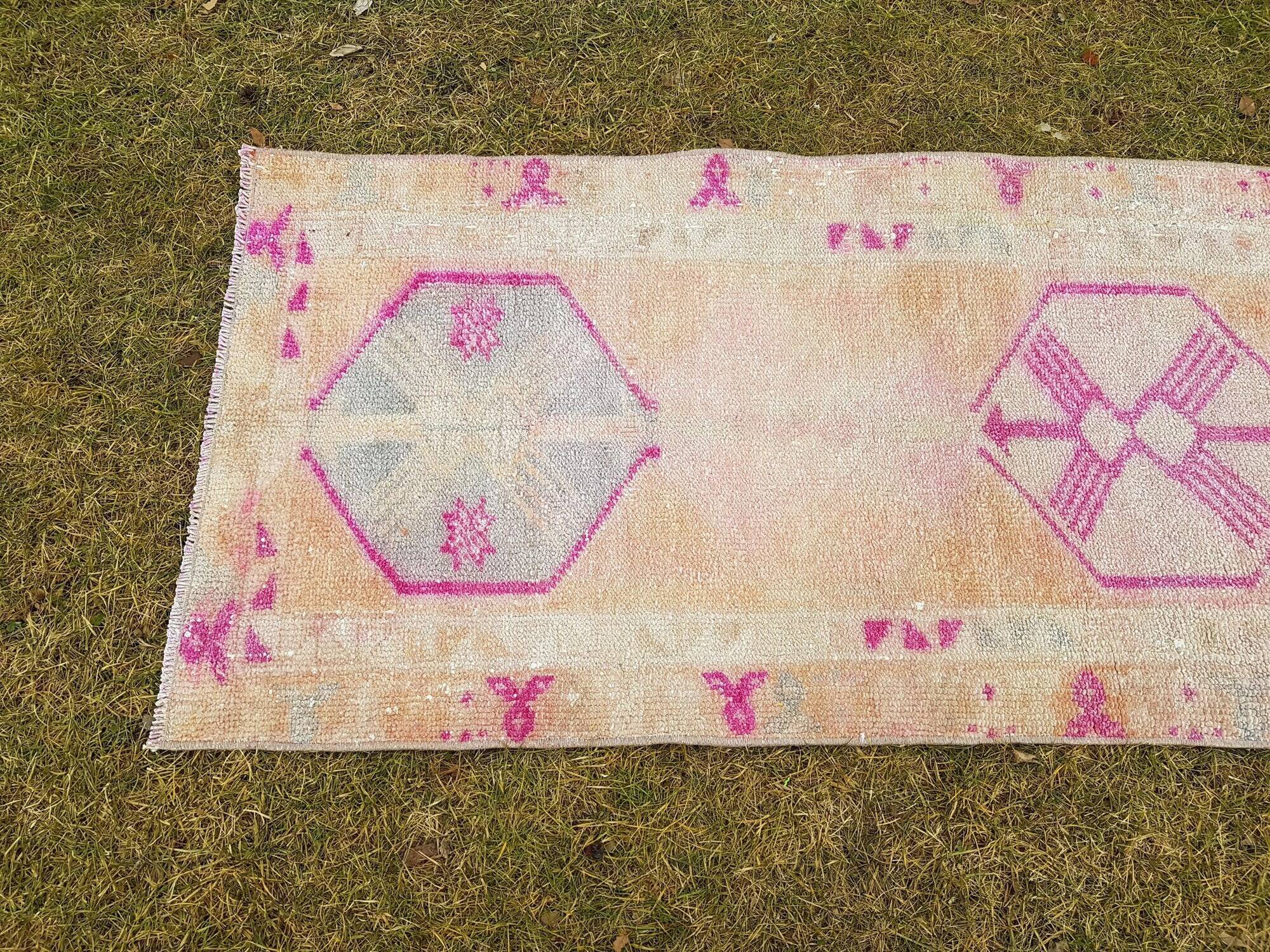 Vintage Turkish hallway rug 74x399 cm