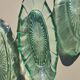 Set of 5 small pressed green glass dishes - Art Deco style / Wine