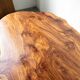 Table basse brutaliste en noyer massif, plateau slab live edge, France