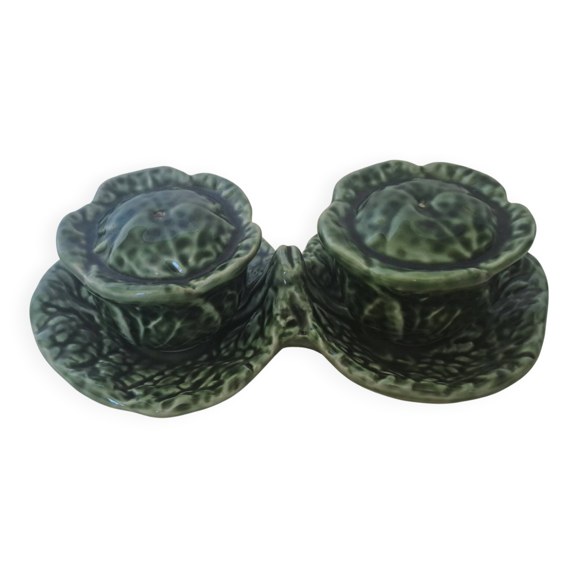 Salt and pepper shaker cabbage in Silea earthenware