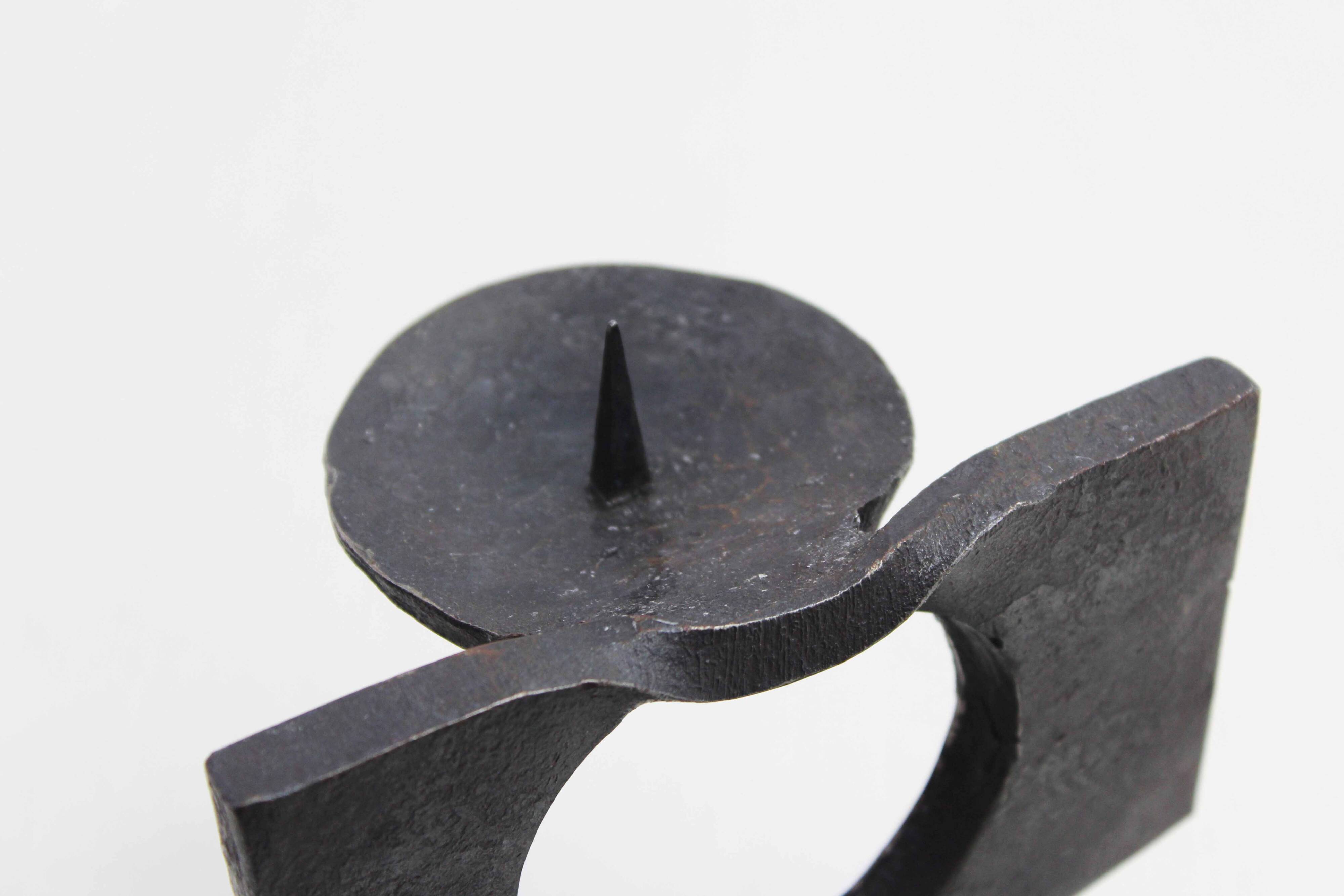 Brutalist cast iron candlestick