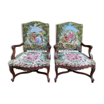 Pair of regency armchairs trimmed at small dots