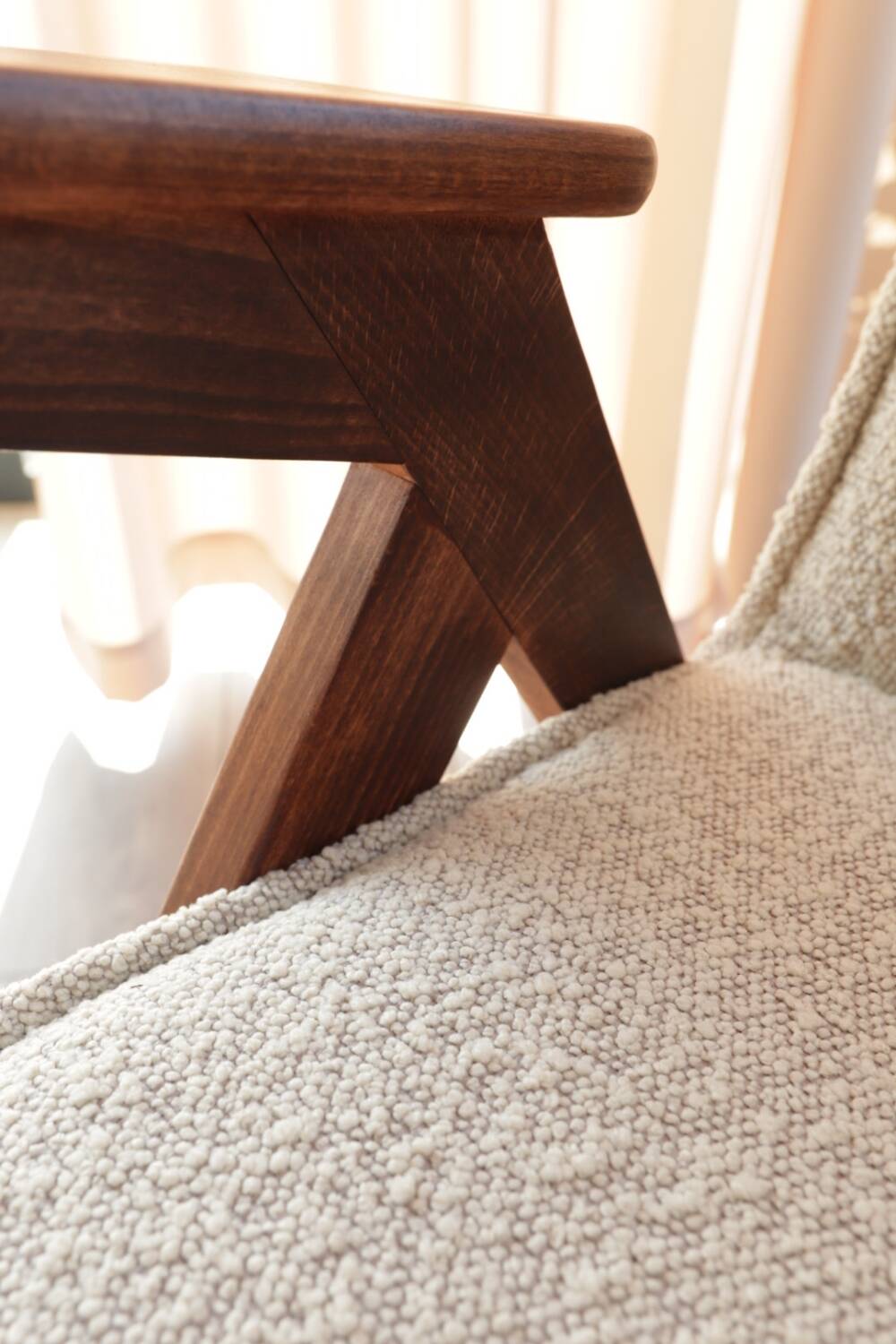 Off-white boucle Scandinavian armchair by Chierowski