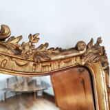 Large gilded mirror louis XV rockery  142x99cm