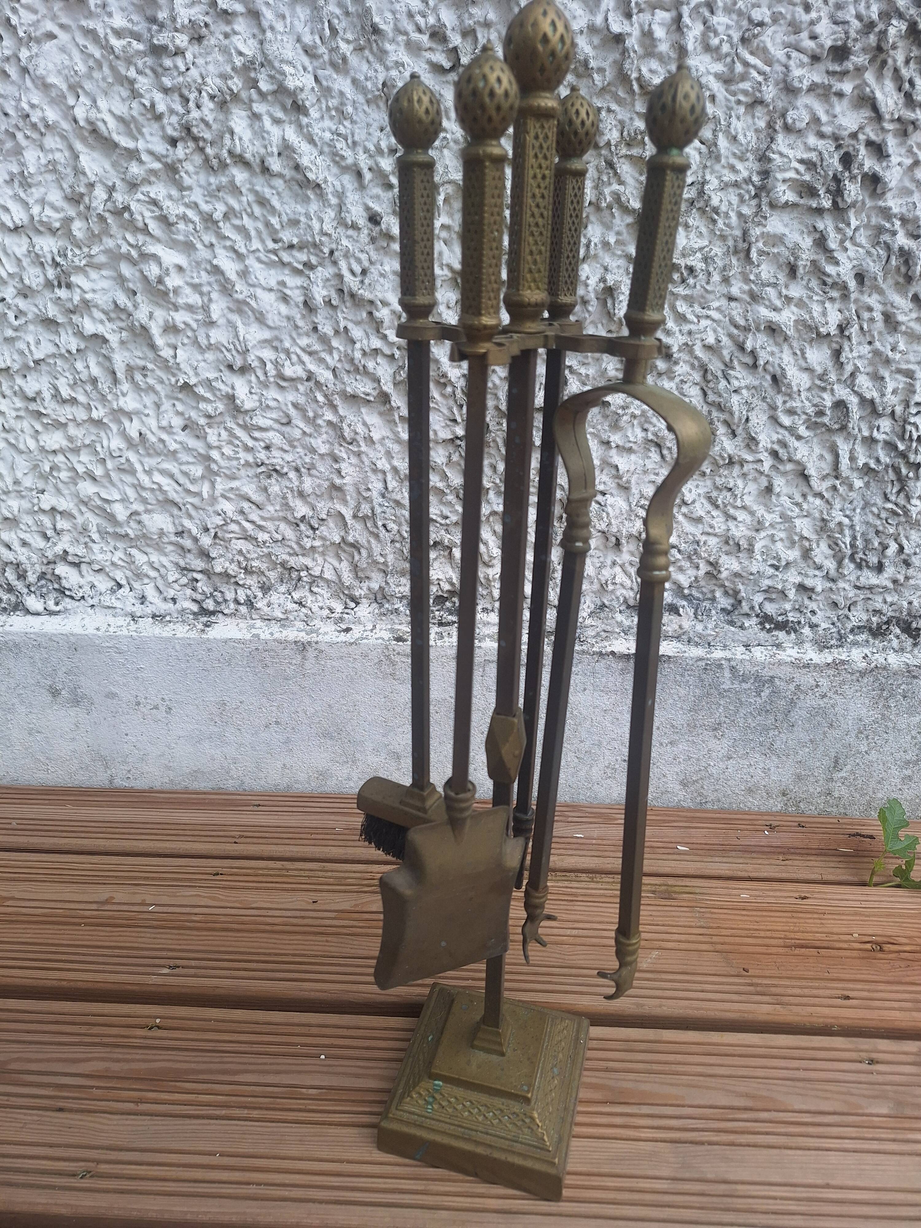 Art Deco Moorish Fireplace Tool Set 4 pieces