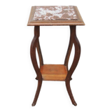 Antique Art Deco Style Wooden and Marble Stool