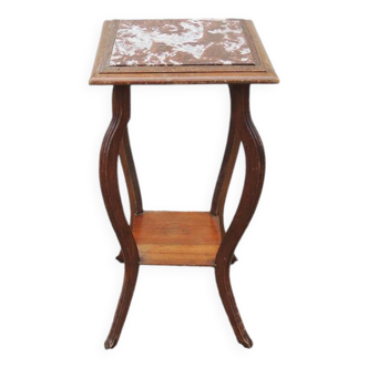 Antique Art Deco Style Wooden and Marble Stool