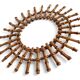 Midcentury Sunburst Mirror, Bamboo & Rattan, Handmade in France, 1950s