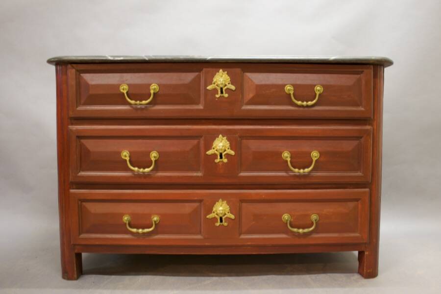 Painted Louis XIV commode with faux marble top.