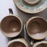 Service box enamelled stoneware coffee cups, pierrefonds 1950