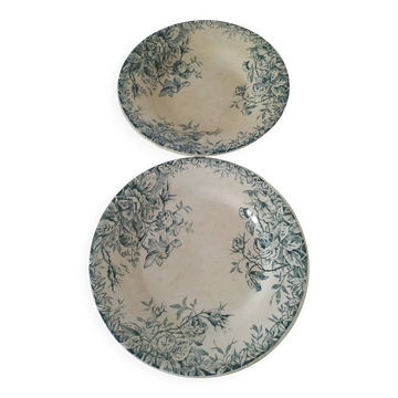 Duo d'assiettes Gien décor Floréal