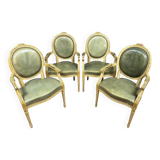 set of 4 Louis XVI Cabriolet armchairs with medallion backs