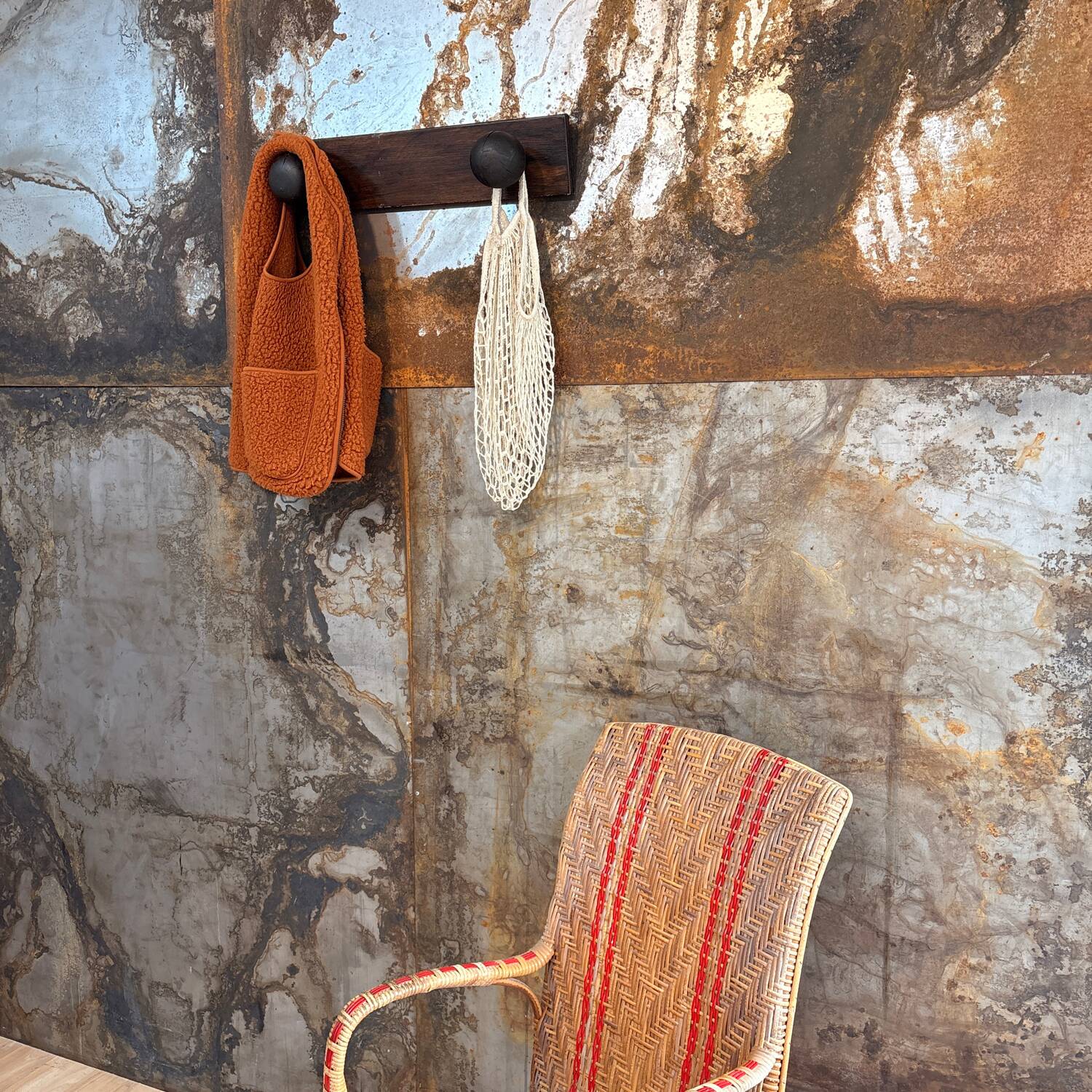 1950s wooden coat rack