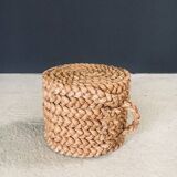 French Mediterranean Low Rope Stool by Audoux Minet, 1940s