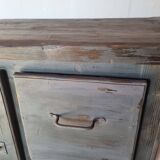 1930s Grey Patina Pine Garage Workbench