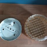 Ceiling lamp smoked molded glass metal base