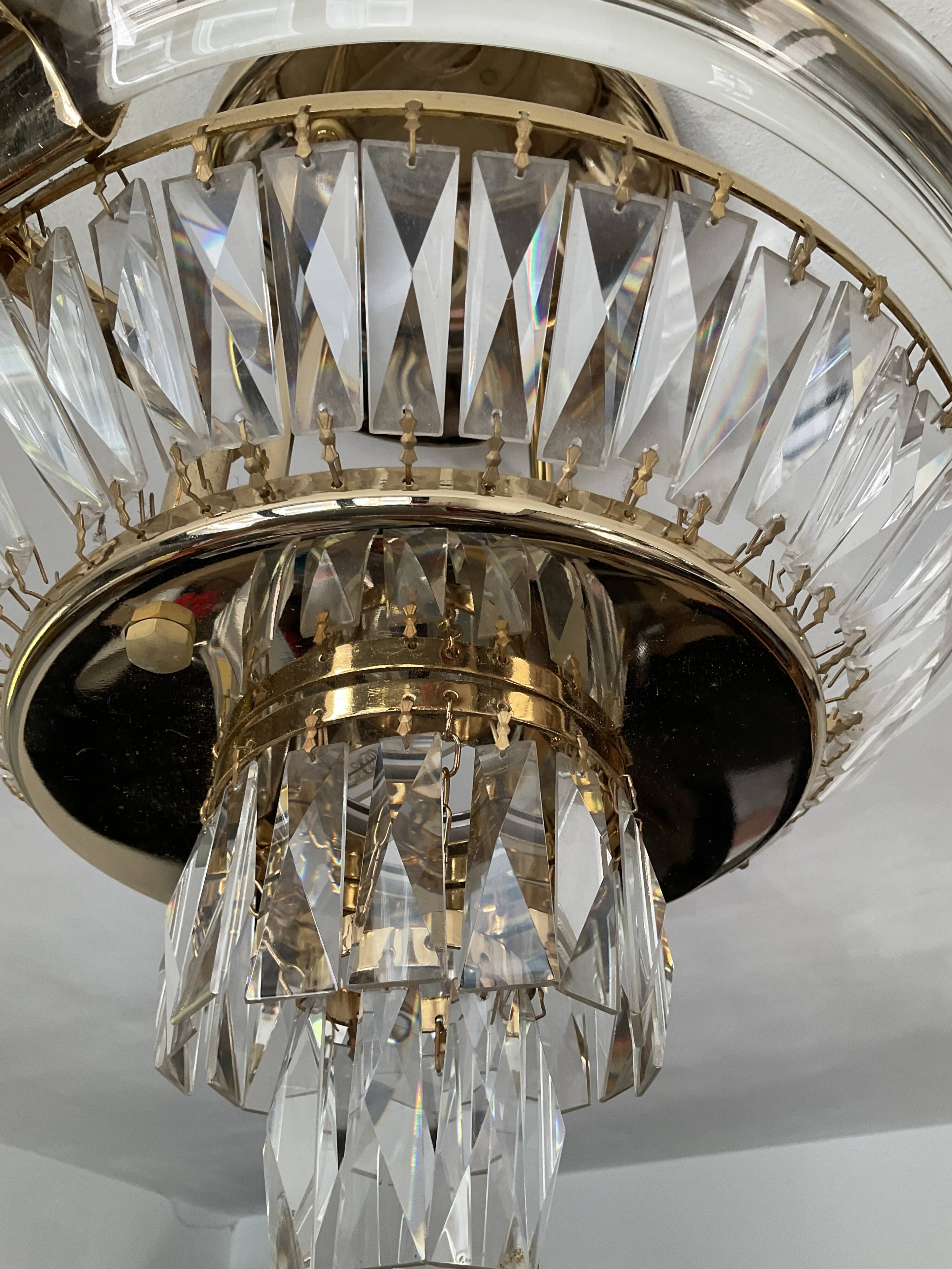 Vintage Bakalowits & Söhne ceiling light in brass and crystal
