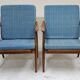 Pair of blue boomerang armchairs by Antonin Suman for Ton (Thonet) 1960