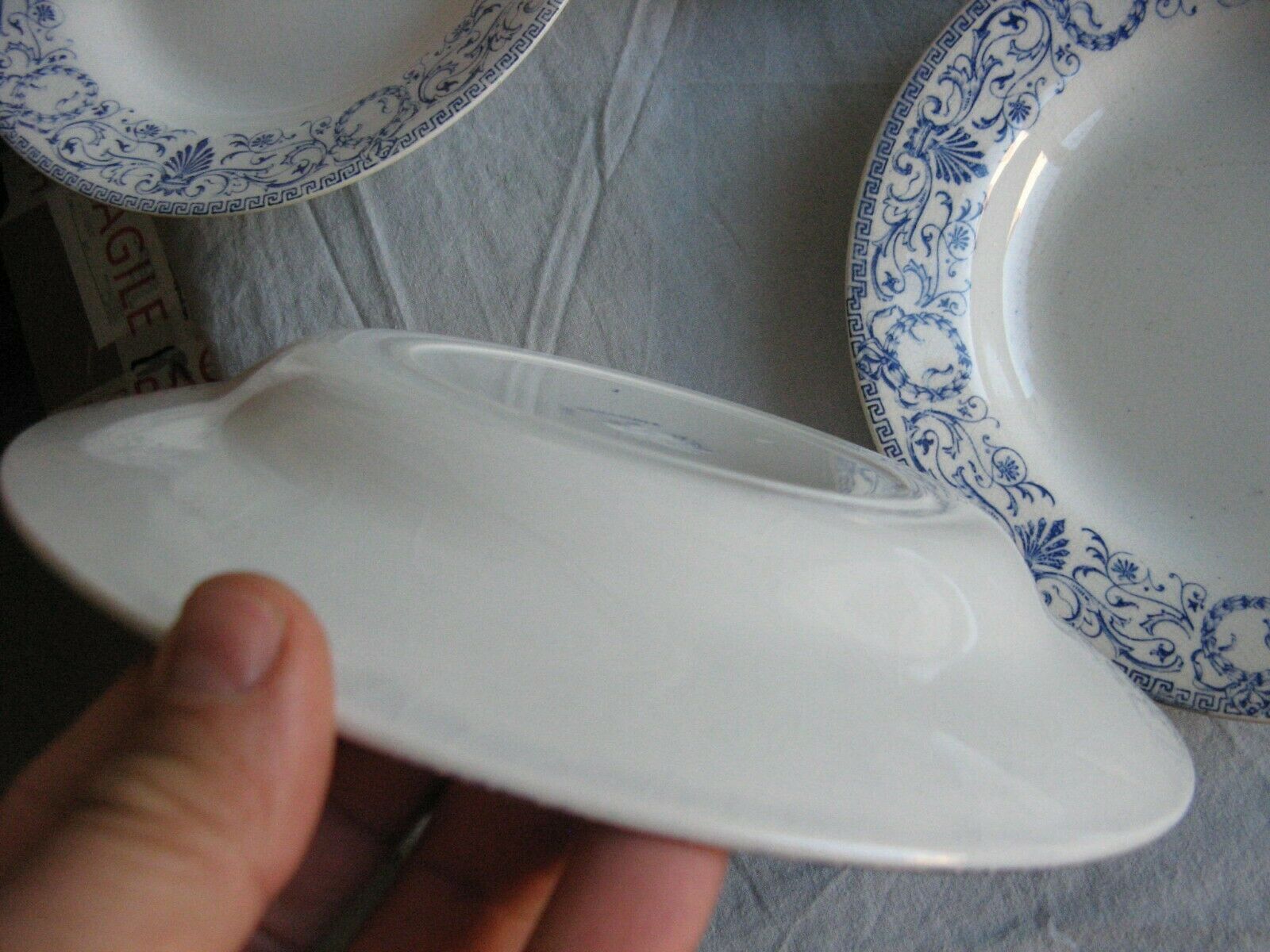 Lot of 6 hollow plates earthenware Creil Montereau décor Marie Louise