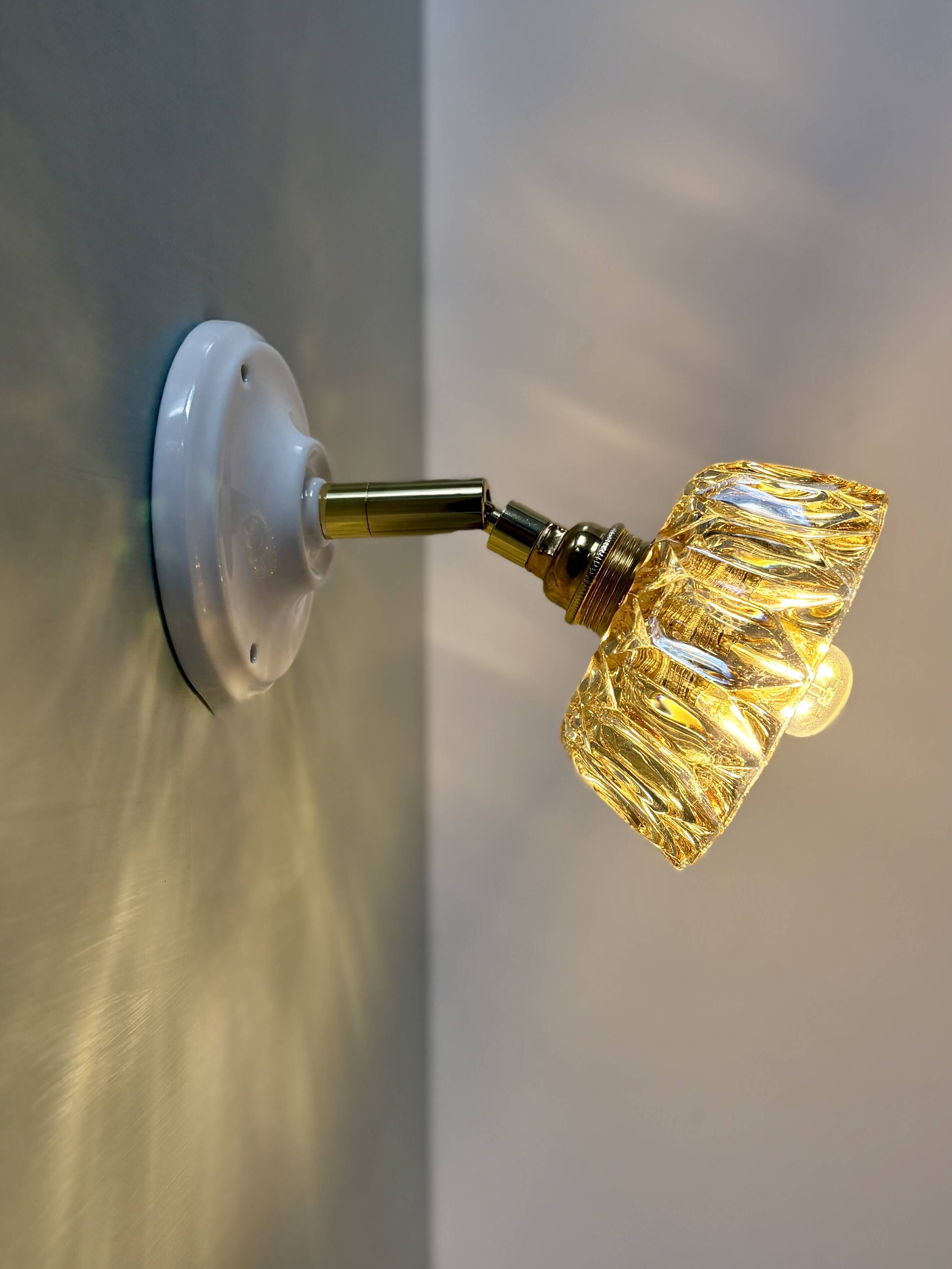 Vintage amber glass lampshade - tableware collection