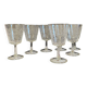 6 large antique stemmed glasses for wine or water with engraved arabesque pattern.