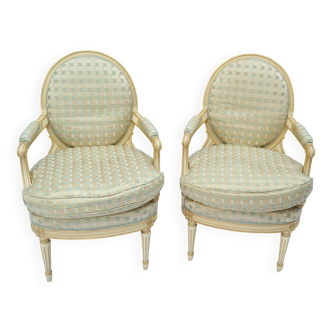 Pair Of Louis XVI Style Medallion Armchairs By Peter Dudgeon