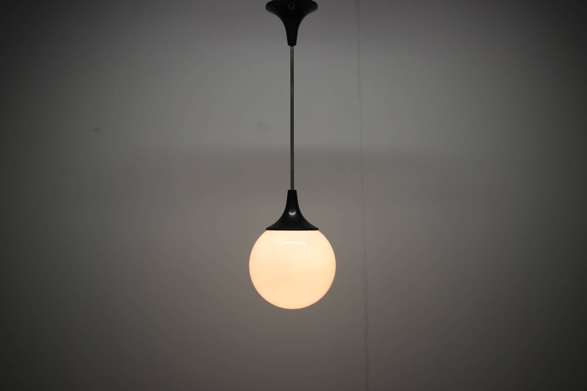 Czechoslovak opaline glass pendant globe, 1970s