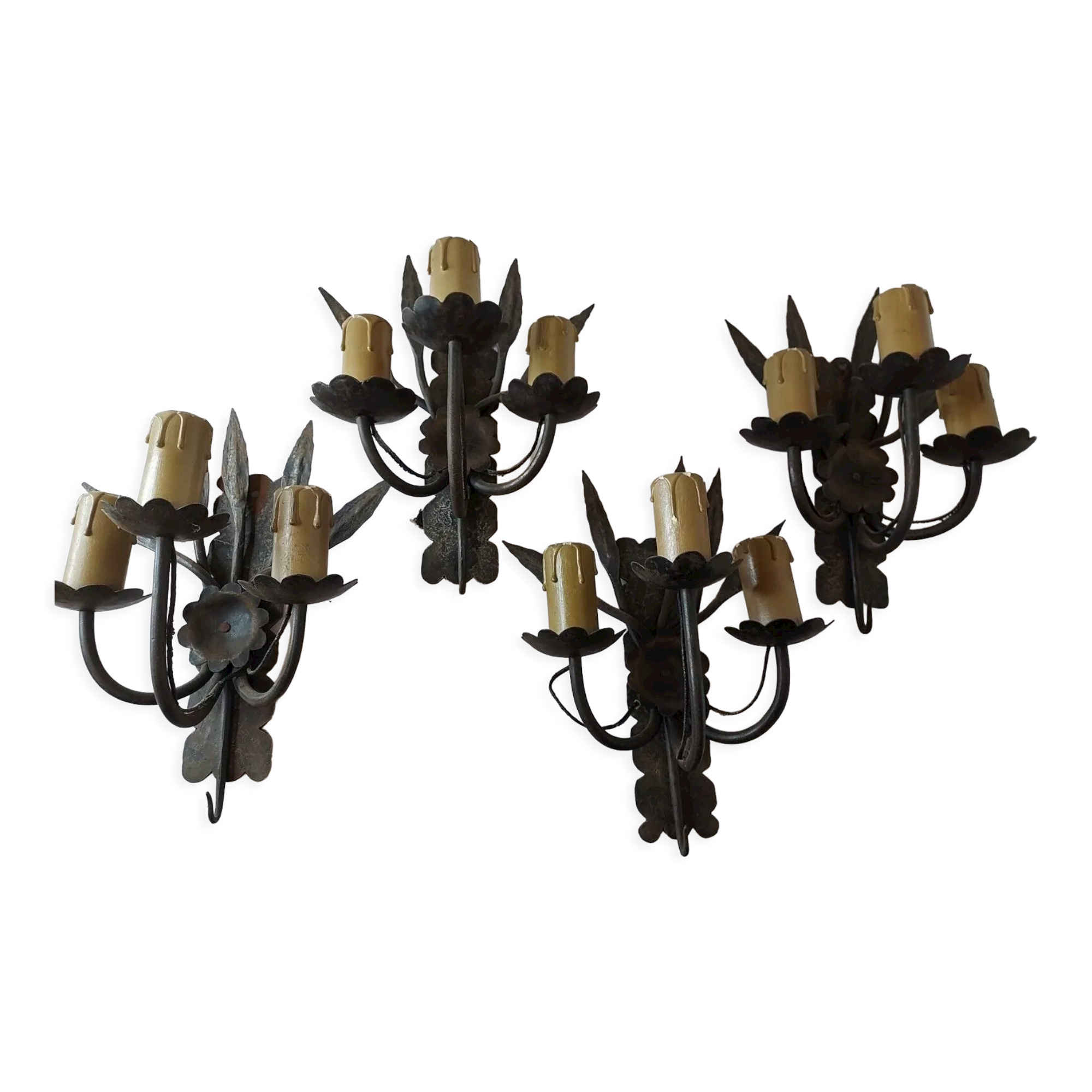 4 wrought iron sconces