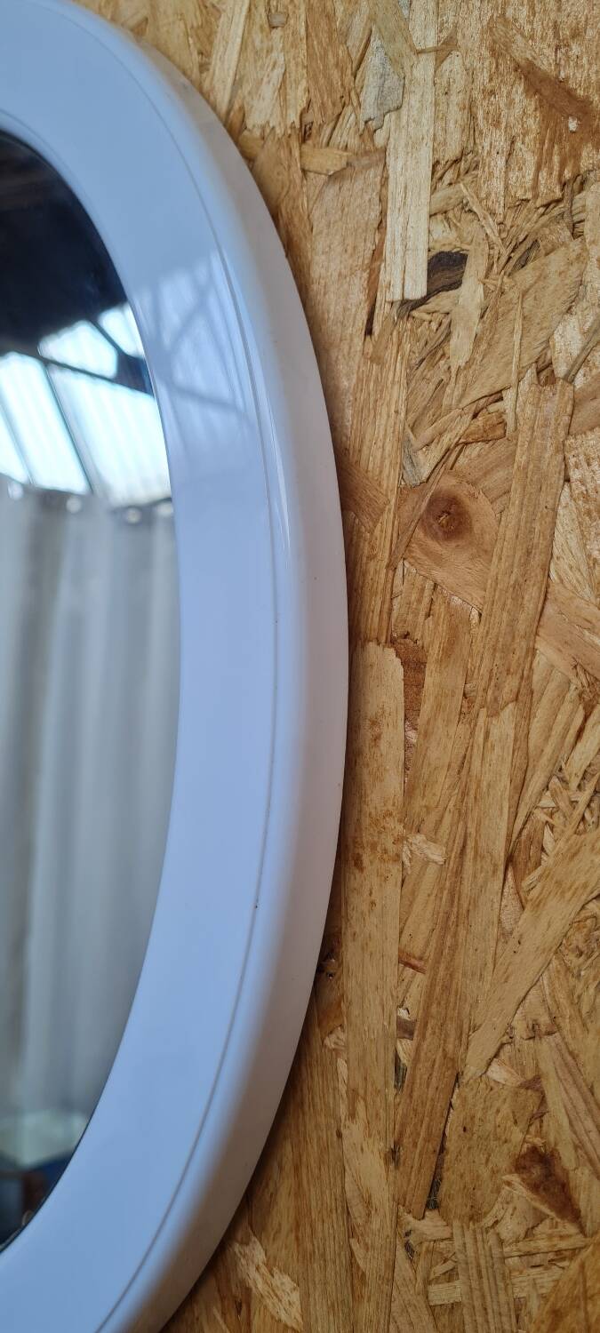 Round white plastic mirror, 1970s