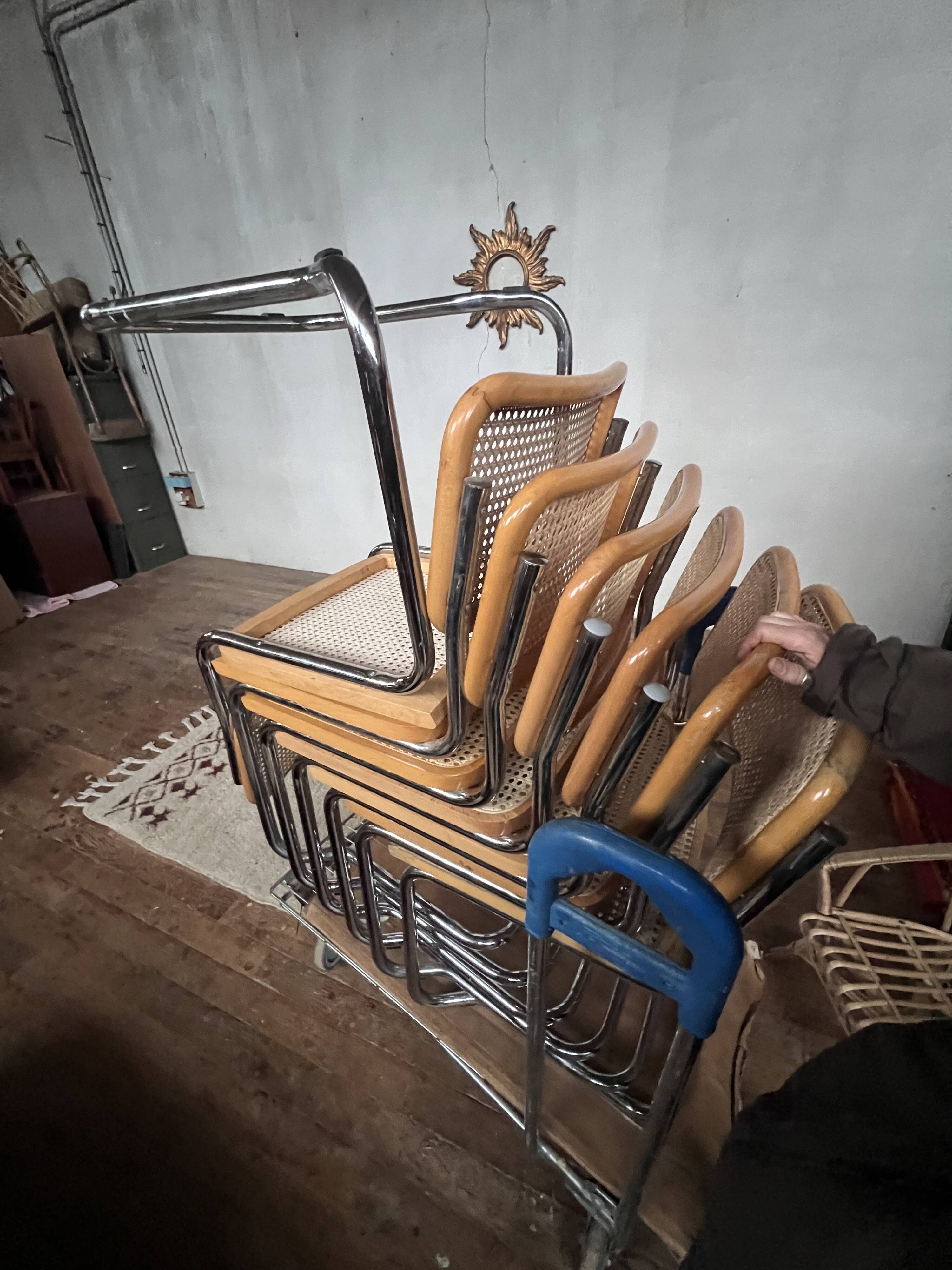 Series of 6 vintage Marcel Breuer style chairs