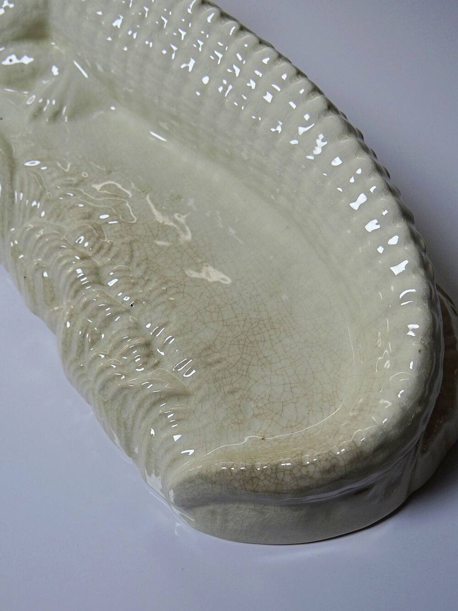Large ancient crocodile Sarreguemines pottery Art Deco 1930s