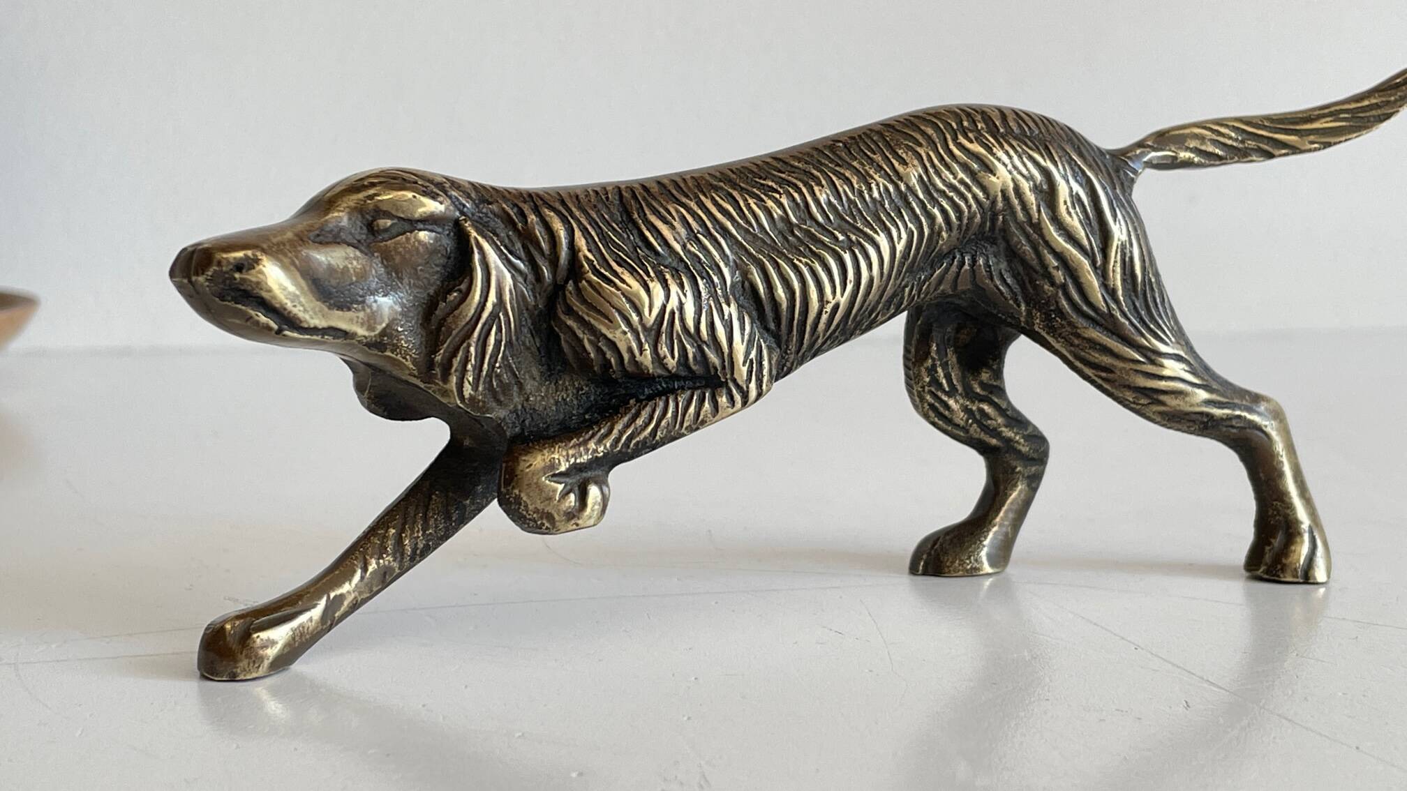 Vintage solid brass decorative dog