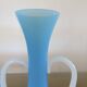 Blue opaline and opalescent glass soliflore vase, 1960s-70s.