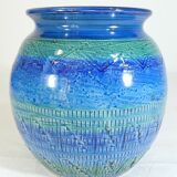 Aldo Londi ceramic ball vase Bitossi Riminu blu