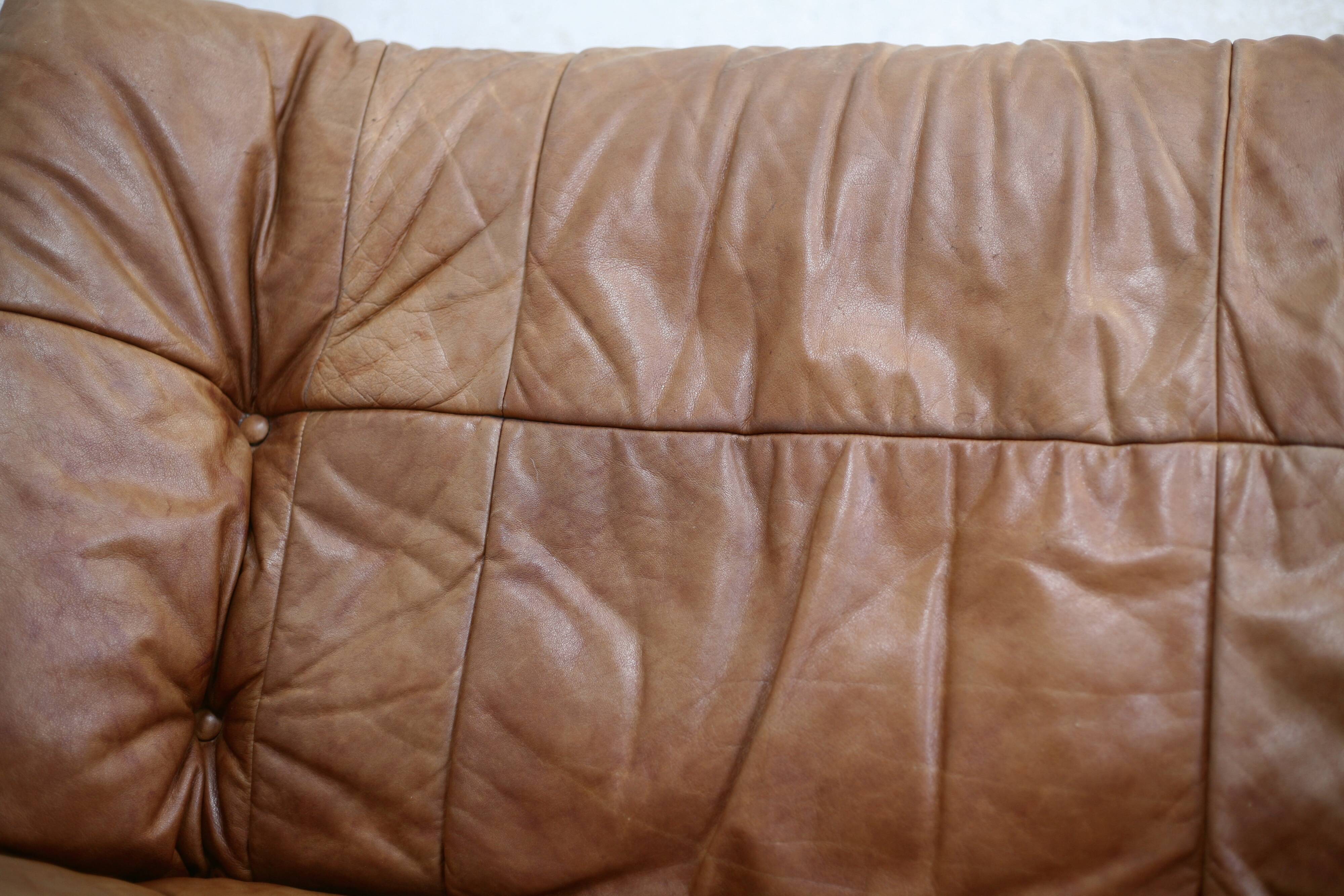 Sofa by Michel Ducaroy, leather, 1978. Model Dianthus. Edited by Ligne Roset.