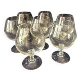 Set of 7 cognac glasses in sober and elegant crystal, beautiful resonance