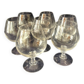 Set of 7 cognac glasses in sober and elegant crystal, beautiful resonance