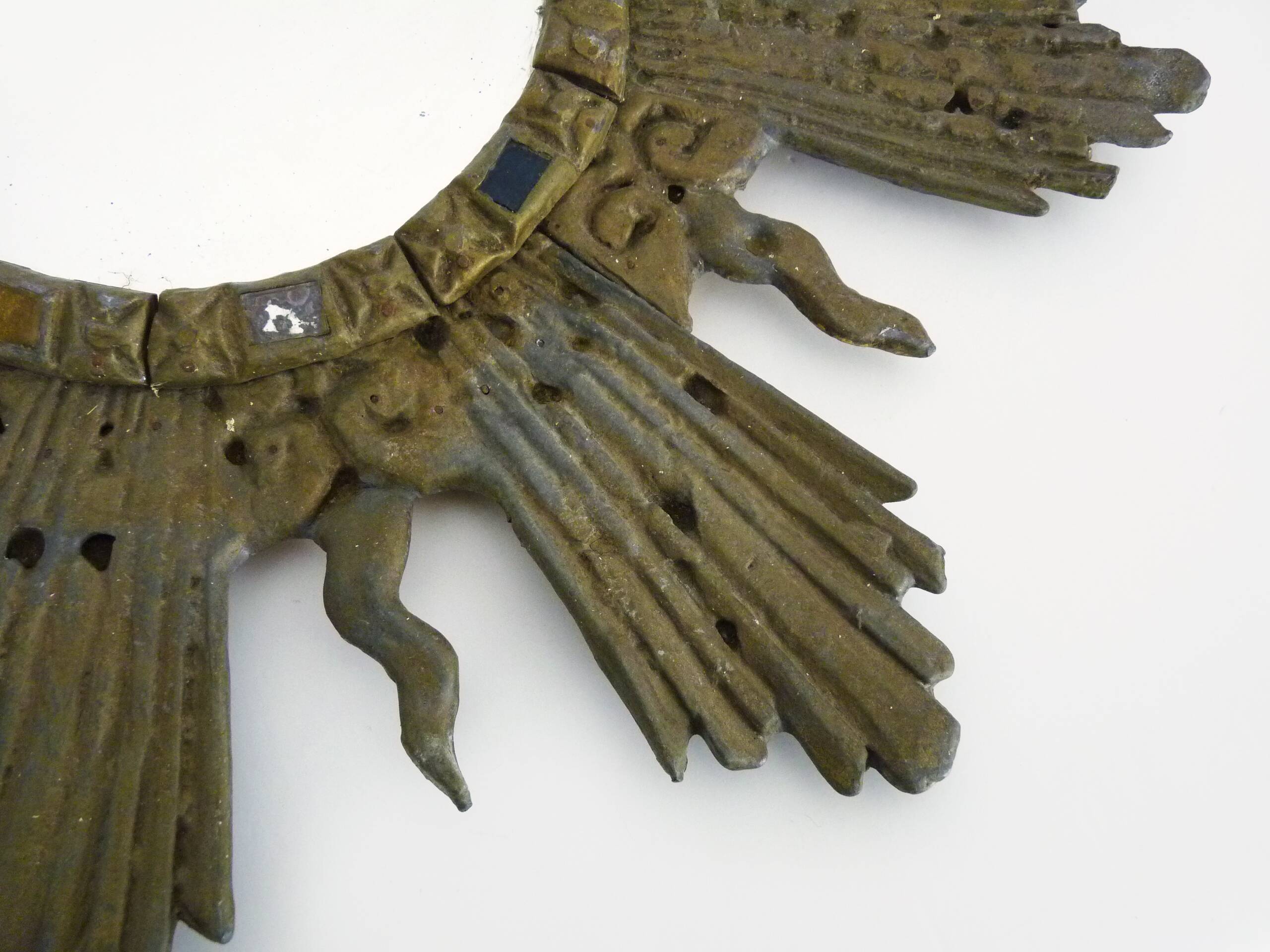 Old lead sun mirror Line Vautrin style Irena Jaworska 48 cm - 18.89 "