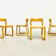 Lot de 4 chaises traîneau italiennes d'époque en hêtre contreplaqué moulé