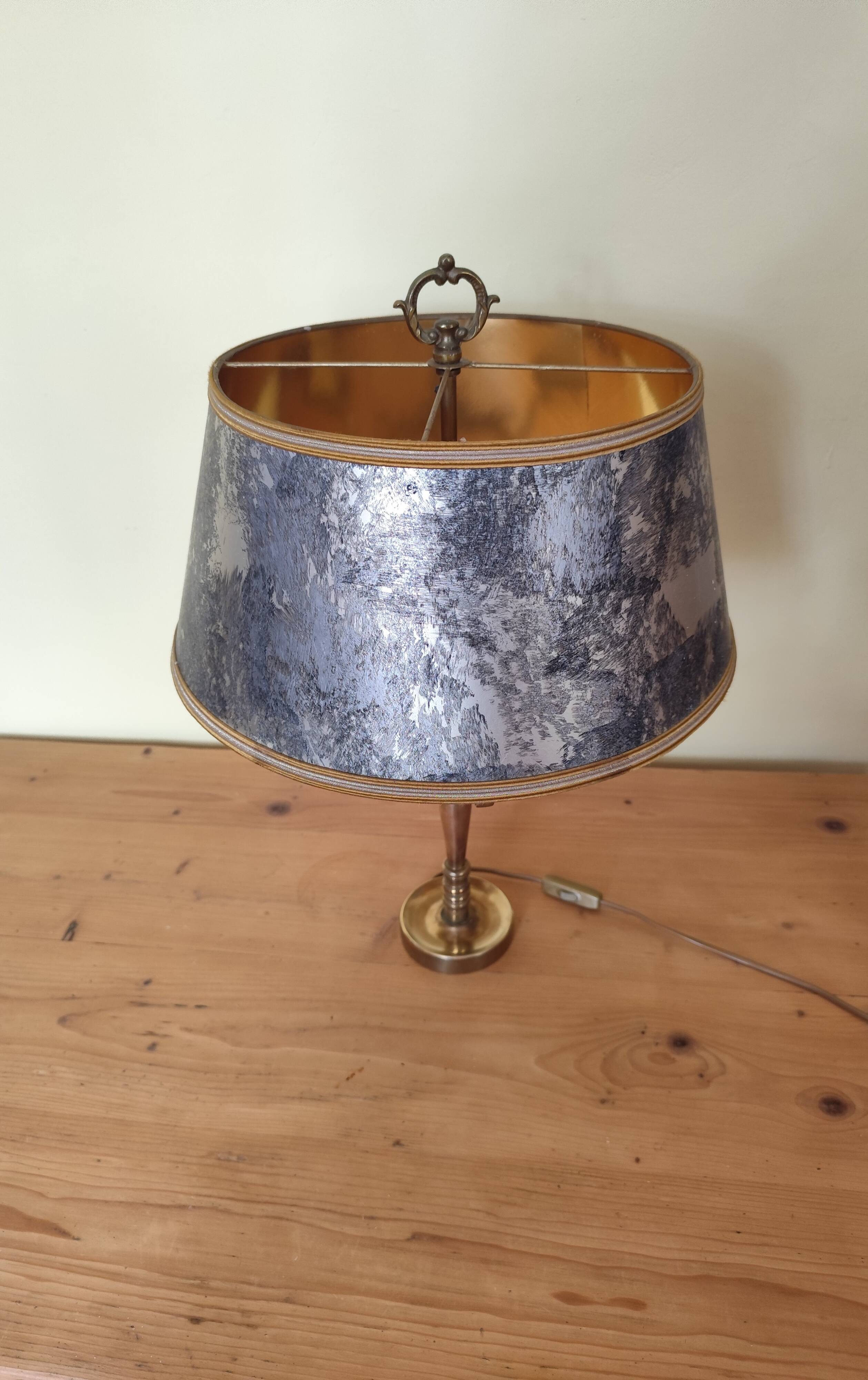 brass three-light bouillotte lamp, desk lamp