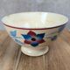 Old ceramic bowl – blue and burgundy floral decoration