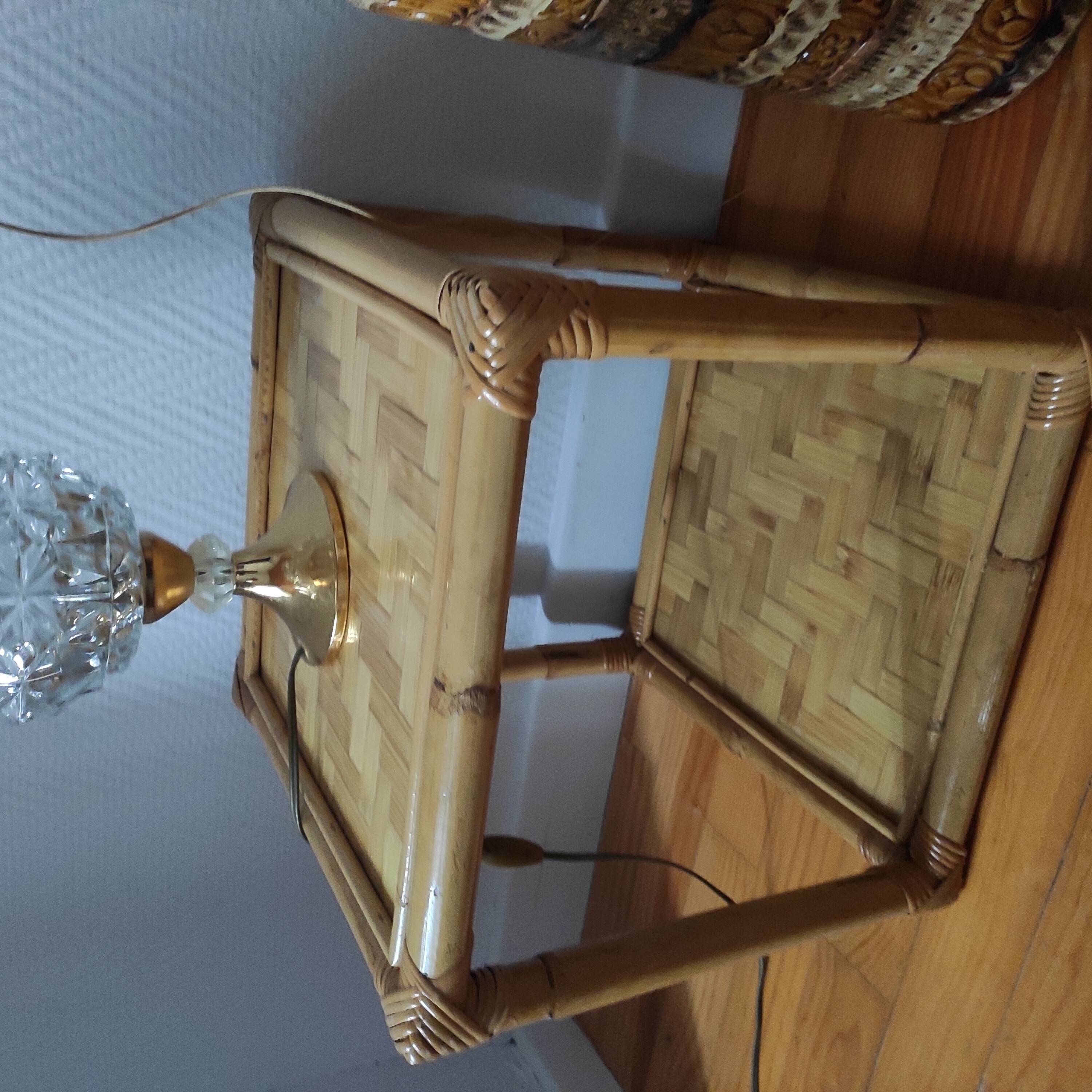 Pair of rattan bedside tables