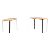 Nesting tables in metal / rattan by Carl Auböck