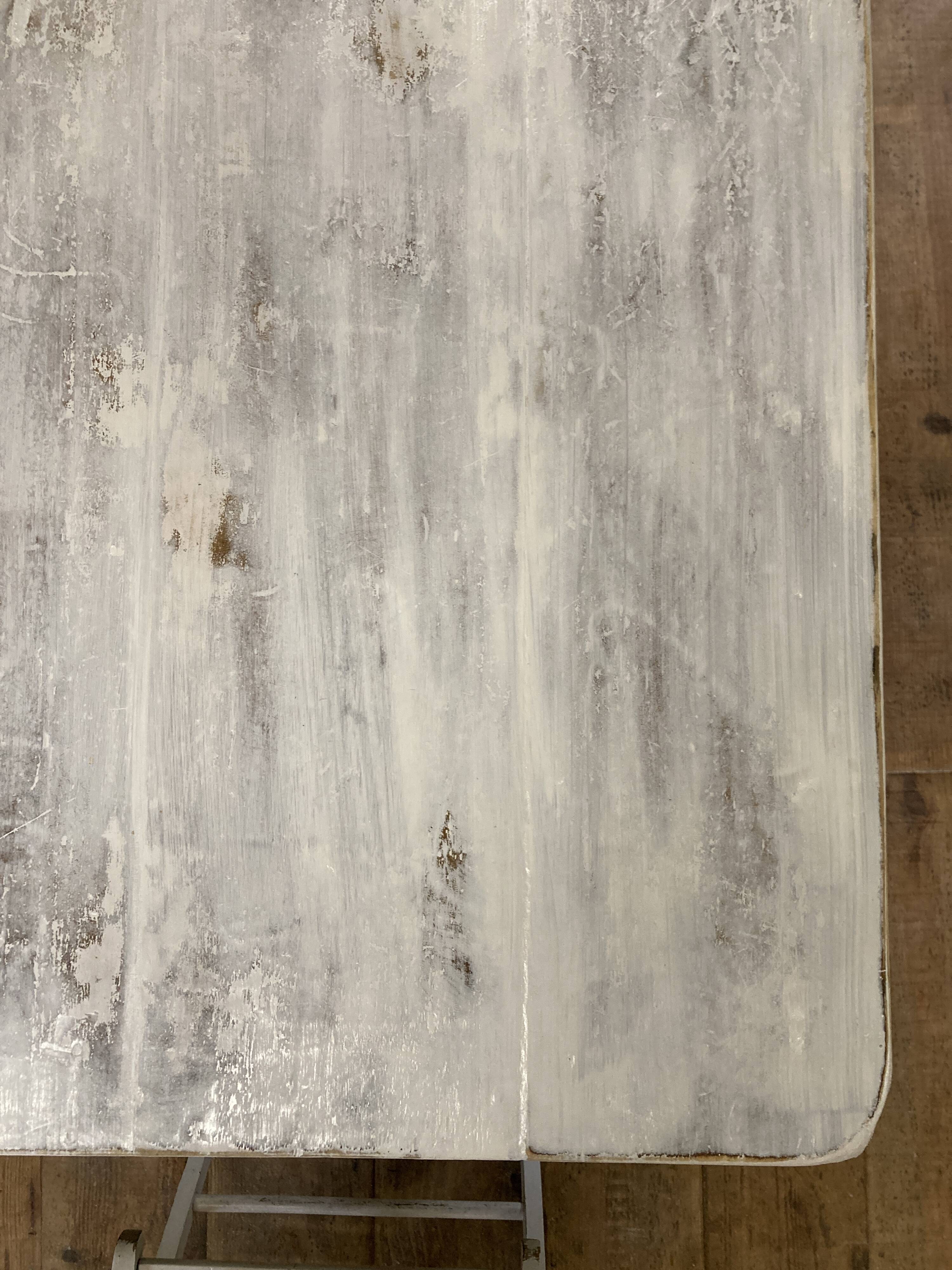 Farmhouse table 6 people white patinated in rectangular solid oak
