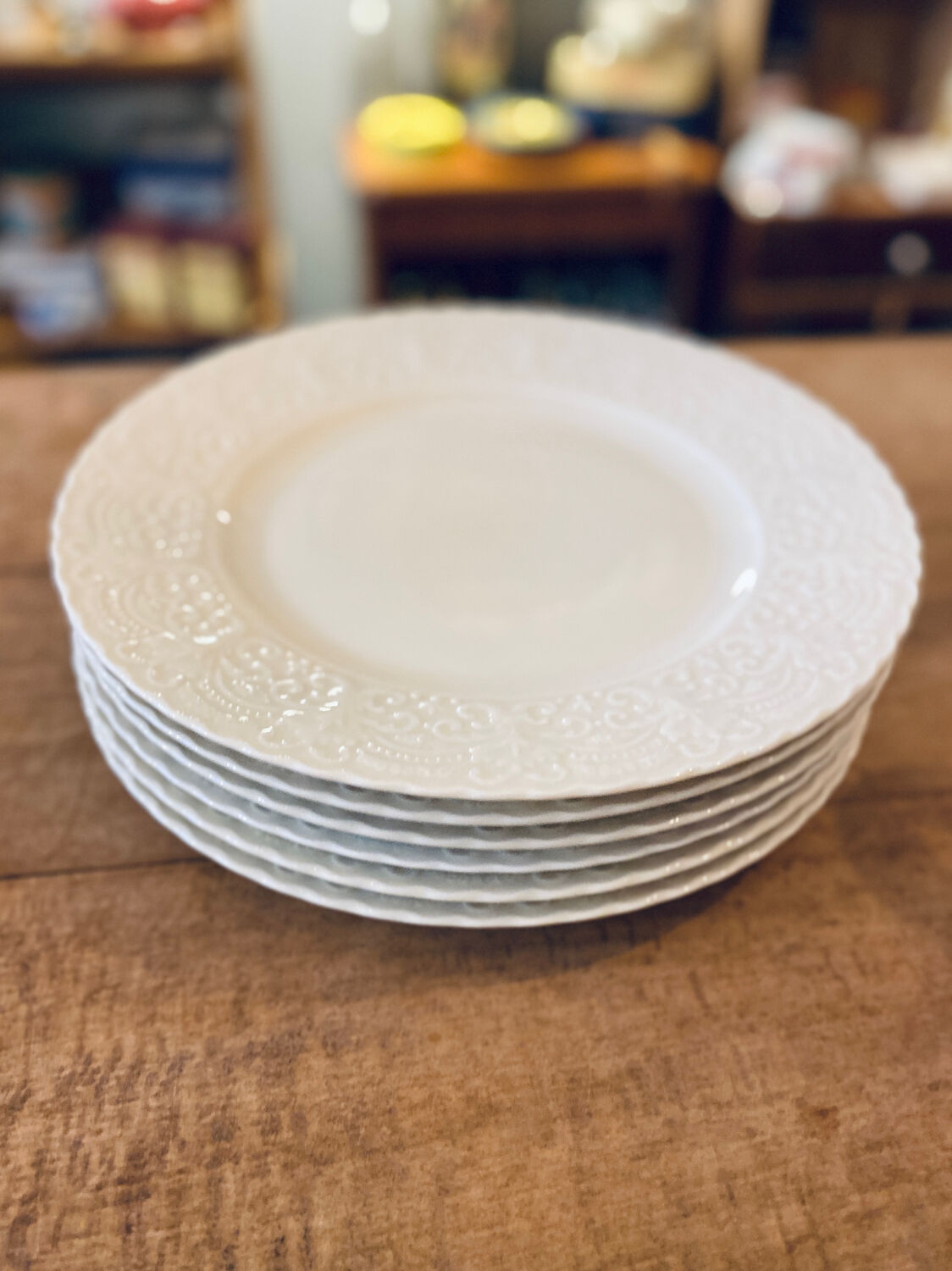 Lot of 6 Limoges plates and Ralph Lauren model Megan.