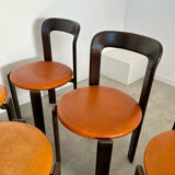 6 wooden chairs and imitation leather design Bruno Rey for Dietiker vintage year 60